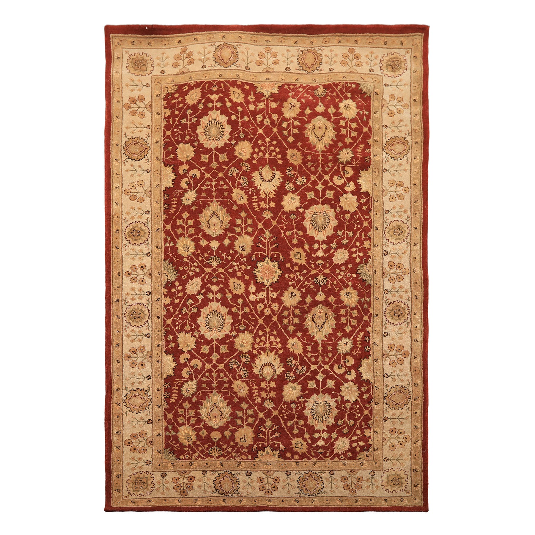 5x8 Burnt Orange, Ivory, Gold Color Hand Tufted Nourison Wool & Silk Traditional Oriental Rug