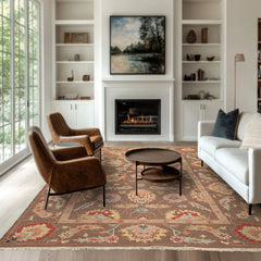 6x9 Mocha, Mint, Blush Color Hand Knotted Nourison Nourmak Soumak Wool & Silk Transitional Oriental Rug