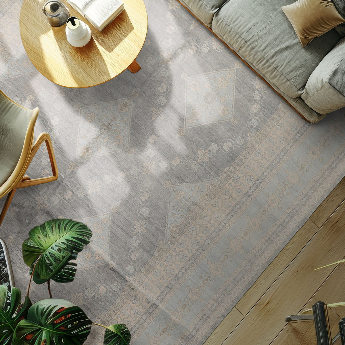 12x15 Slate, Gray, Faded Color Hand Knotted Peshawar Wool Transitional Oriental Rug