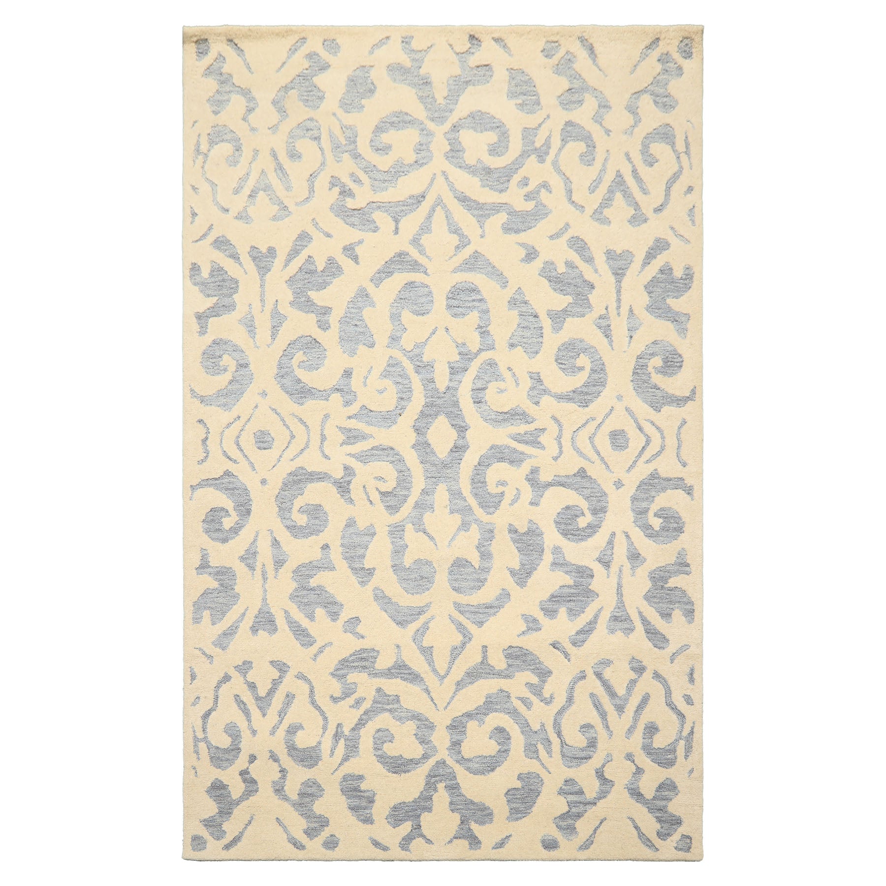 5x8 Ivory, Blue, Color Hand Tufted Handmade Wool Transitional Oriental Rug