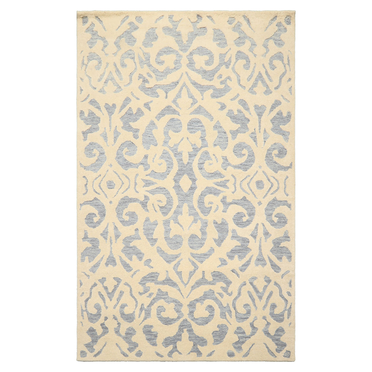 5x8 Ivory, Blue, Color Hand Tufted Handmade Wool Transitional Oriental Rug