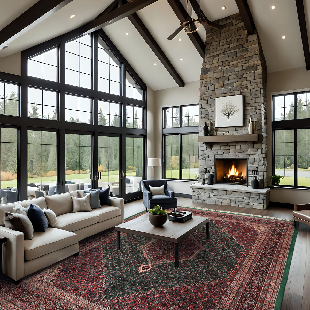 8x10 Emerald, Pink, Ivory Color Hand Knotted Tabriz Wool Traditional Oriental Rug