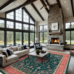 8x10 Teal, Pink, Ivory Color Hand Knotted Pak Persian New Zealand Wool Traditional Oriental Rug