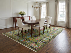 Multi Size Green Pink Navy Color Hand Knotted Oushak Wool Traditional Oriental Rug