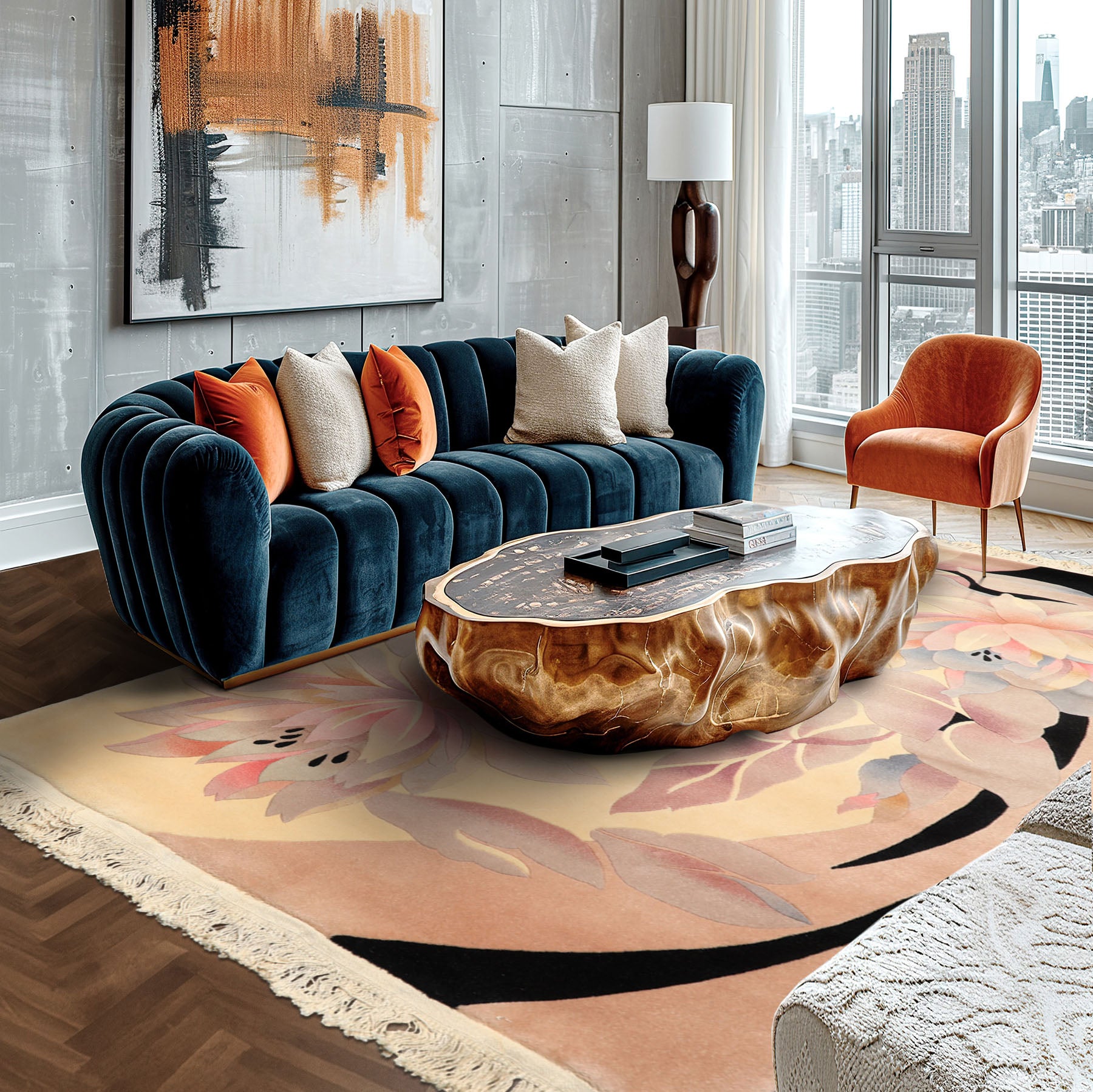 4x6 Ivory, Taupe, Lavender Color Hand Knotted Chinese Art Deco Wool Transitional Oriental Rug