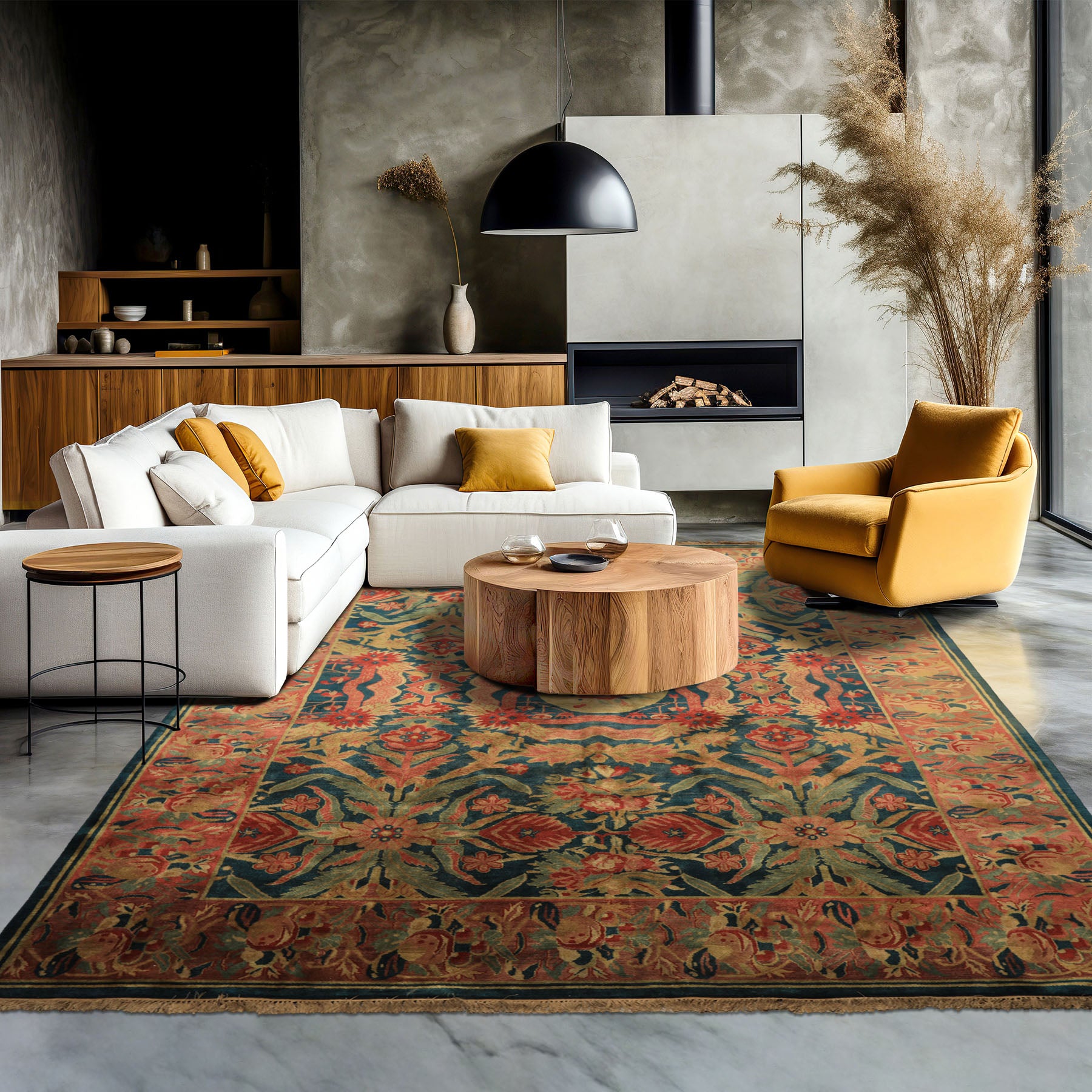 9x12 Teal, Turquoise, Rose Color Hand Knotted Oushak Wool Arts & Crafts Oriental Rug