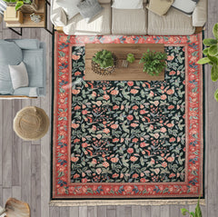 9x12 Emerald, Rose, Aqua Color Hand Knotted Pak Persian Wool & Silk Arts & Crafts Oriental Rug