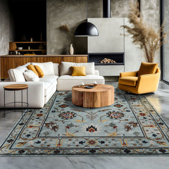 8x10 Aqua, Brown, Gold Color Hand Knotted Tibetan Wool Arts & Crafts Oriental Rug