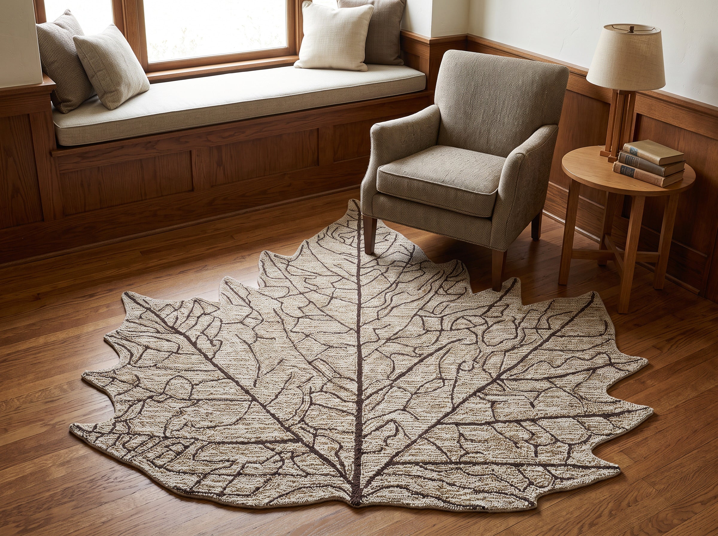 Multi Size Beige Tan Brown Color Hand Hooked Leaf Jute loop Contemporary Oriental Rug