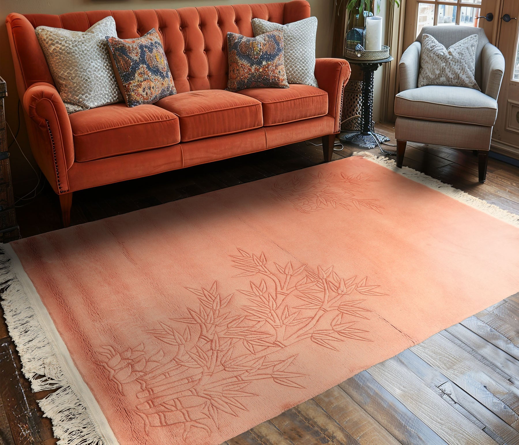 4x6 Blush, , Color Hand Knotted Solid Wool Modern & Contemporary Oriental Rug