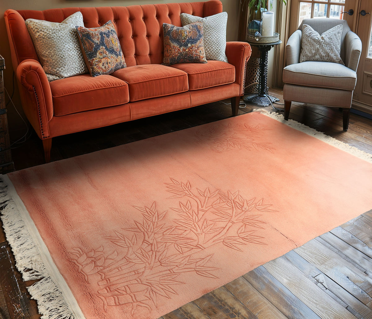 4x6 Blush, , Color Hand Knotted Solid Wool Modern & Contemporary Oriental Rug