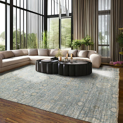 9x12 Aqua, Ivory, Beige Color Hand Knotted Tibetan Wool & Silk Modern & Contemporary Oriental Rug