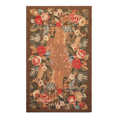 4x6 Red, Beige, Ivory Color Hand Woven French Needlepoint Wool Traditional Oriental Rug