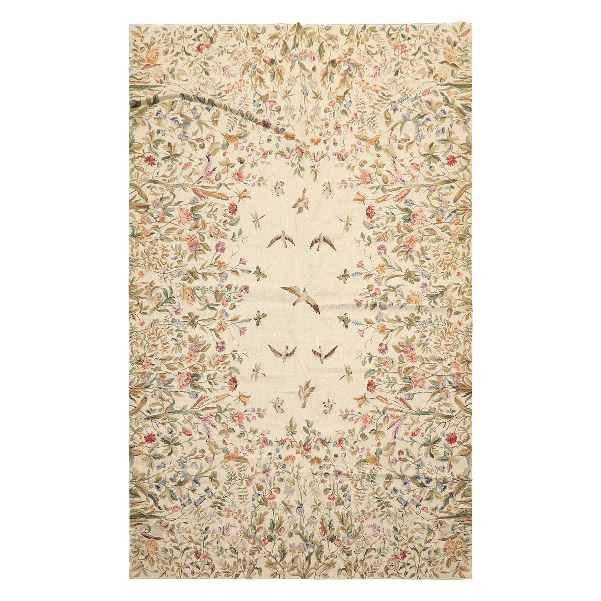 5x8 Beige, Sage, Lavender Color Hand Woven French Needlepoint Wool Traditional Oriental Rug