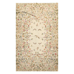 5x8 Beige, Sage, Lavender Color Hand Woven French Needlepoint Wool Traditional Oriental Rug