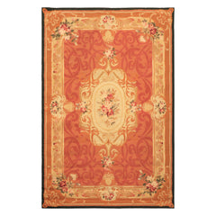 4x6 Gold, Rose, Caramel Color Hand Woven French Needlepoint Wool Traditional Oriental Rug