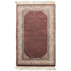 3x5 Maroon, Ivory, Aqua Color Hand Knotted Boteh Wool Traditional Oriental Rug