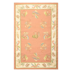 6x9 Blush, Ivory, Lime Color Hand Woven Dhurry Kilim Wool Transitional Oriental Rug