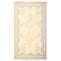 5x8 Ivory, Blush, Lavender Color Hand Woven Dhurry Kilim Wool Transitional Oriental Rug