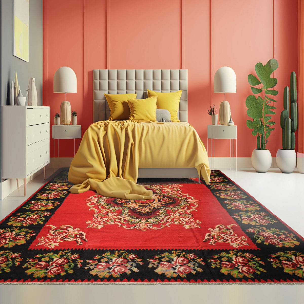 9x12 Red, Charcoal, Maroon Color Hand Woven Turkish Kilim Wool Traditional Oriental Rug