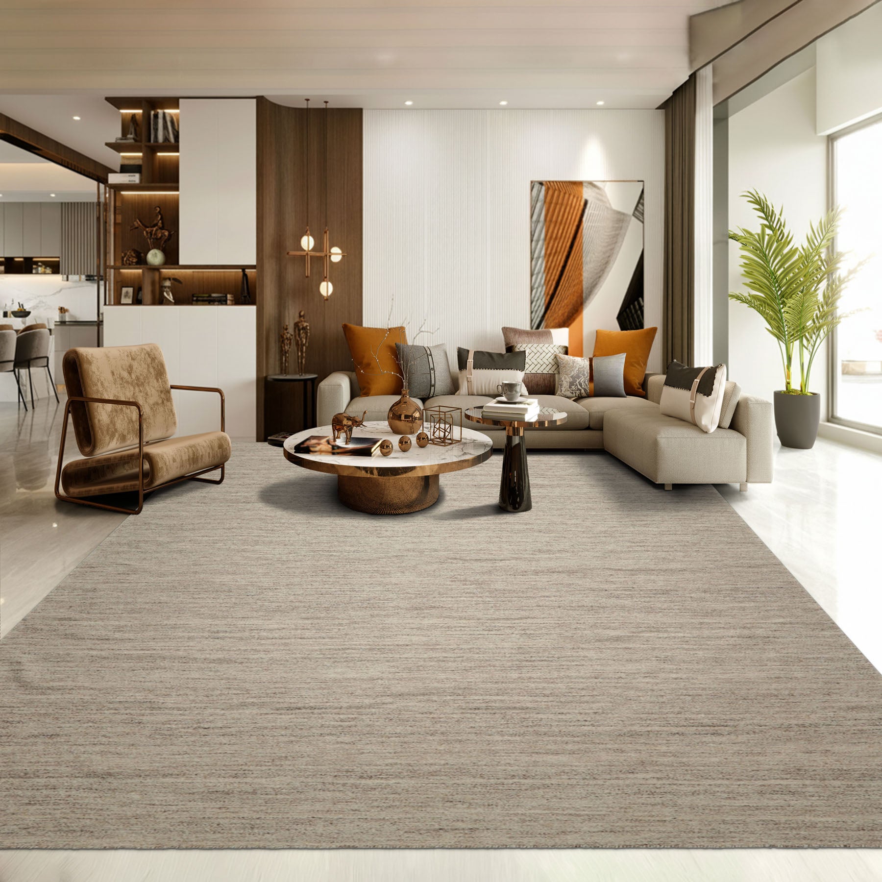 9x12 Beige, Brown, Color Hand Woven  New Zealand Wool & Mohair Modern Oriental Rug