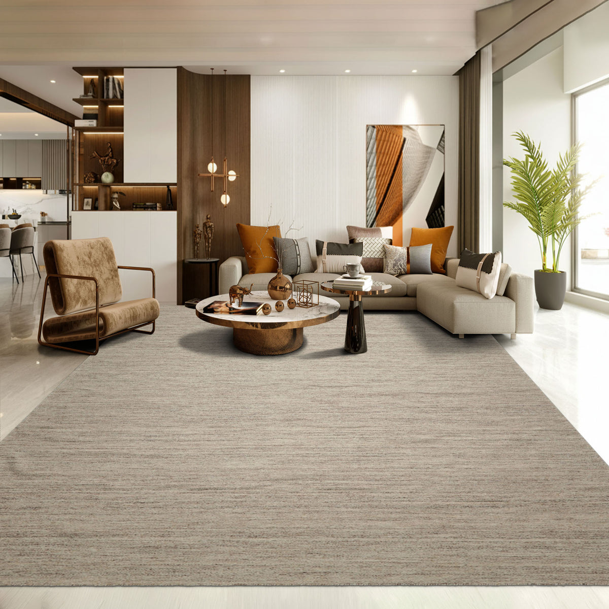 9x12 Beige, Brown, Color Hand Woven  New Zealand Wool & Mohair Modern Oriental Rug