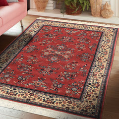 4x6 Rose, Ivory, Aqua Color Hand Knotted Pak Persian Sarouk New Zealand Wool Traditional Oriental Rug