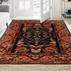 4x6 Navy, Gold, Burgundy Color Hand Knotted Turkish Oushak Wool Arts & Crafts Oriental Rug