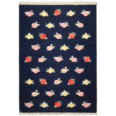 6x9 Navy, Multi, Color Hand Woven Caucasian Kilim Wool Transitional Oriental Rug