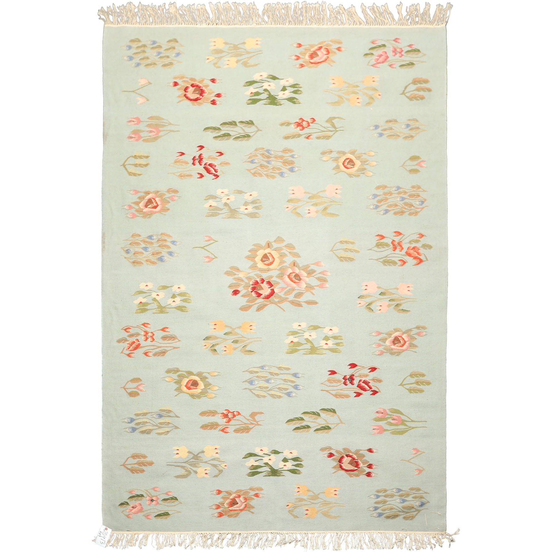 6x9 Mint, Green, Blush Color Hand Woven Caucasian Kilim Wool Transitional Oriental Rug