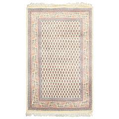 3x5 Ivory, Rose, Blue Color Hand Knotted Boteh Wool Traditional Oriental Rug