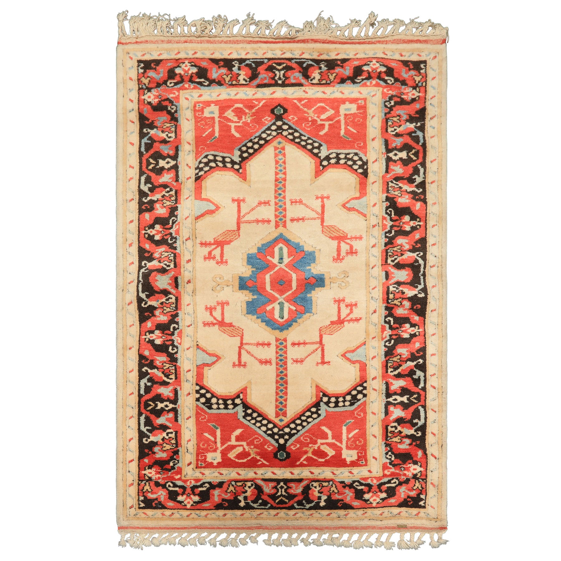 3x5 Light Peach, Coral, Aqua Color Hand Knotted Turkish Kula Wool Traditional Oriental Rug