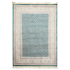 4x6 Emerald, Rose, Ivory Color Hand Knotted Boteh Wool Traditional Oriental Rug