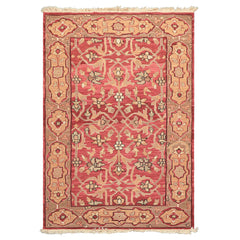 4x6 Rose, Tan, Ivory Color Hand Knotted Nourison Nourmak Soumak Wool Transitional Oriental Rug