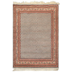 4x6 Slate, Ivory, Rose Color Hand Knotted Boteh Wool Traditional Oriental Rug