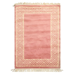 4x6 Blush, Ivory, Color Hand Knotted Indo Tibetan Wool Transitional Oriental Rug