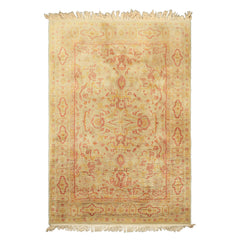 4x6 Mint, Gold, Rose Color Hand Knotted Indo Oushak Wool Traditional Oriental Rug