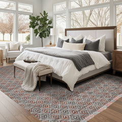 Multi Size Black Coral Ivory Color Hand Woven  Wool Modern & Contemporary Oriental Rug