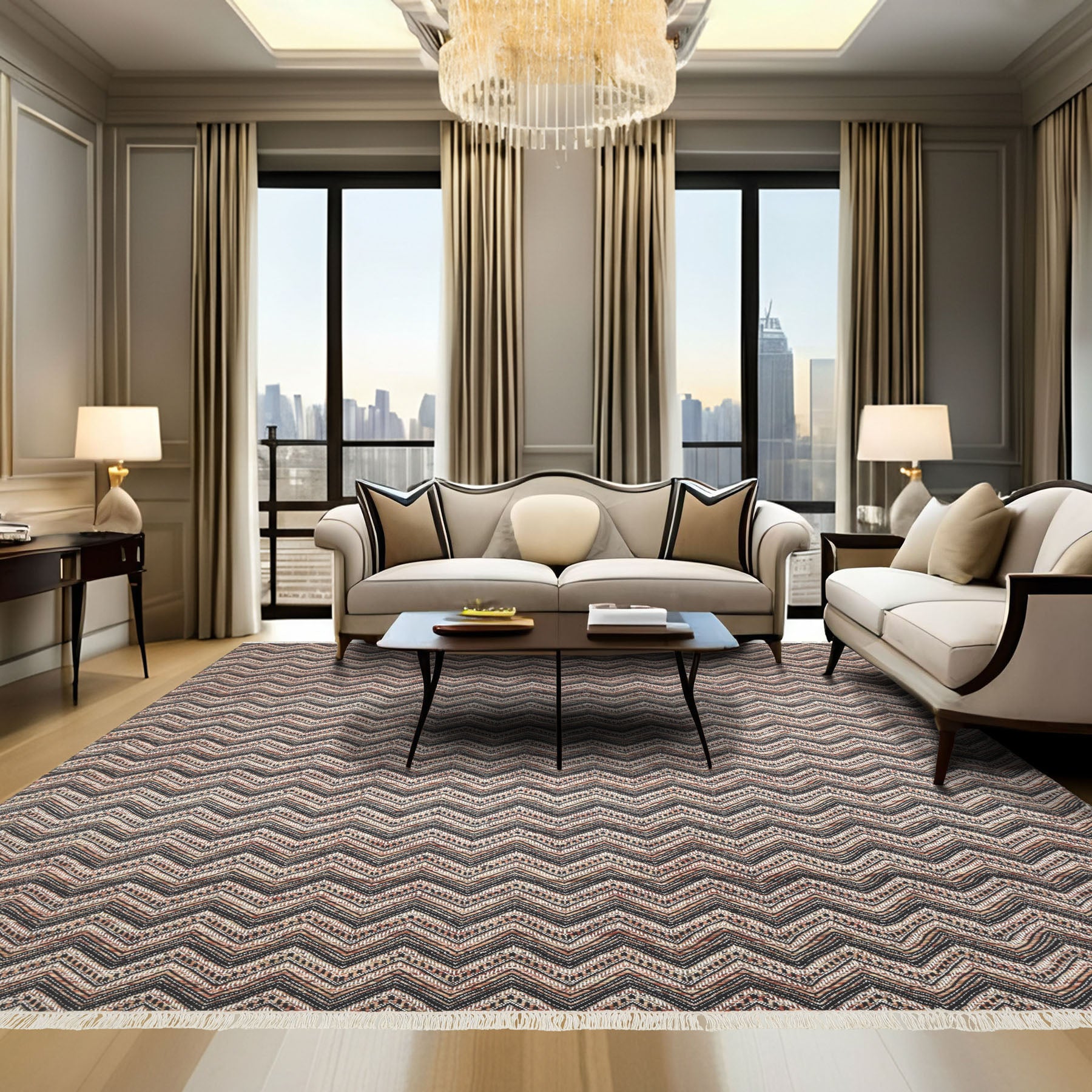 Multi Size Mustard yellow Ivory Beige Color Hand Woven  Wool Modern & Contemporary Oriental Rug