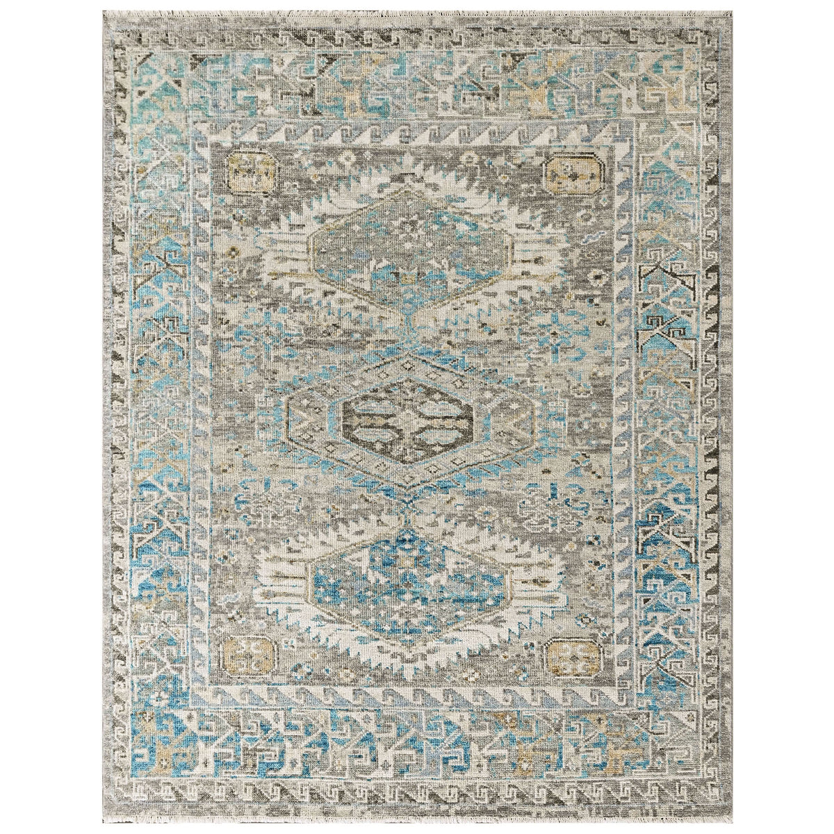Gray 8x10'2'' Oushak Southwestern Hand Knotted Wool Oriental Area Rug