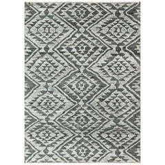 Dark Gray 4'1''x5'11'' Oushak Southwestern Hand Knotted Wool Oriental Area Rug