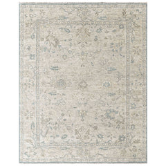 Beige, Gray 9x12'3'' Oushak Transitional Hand Knotted Wool Oriental Area Rug