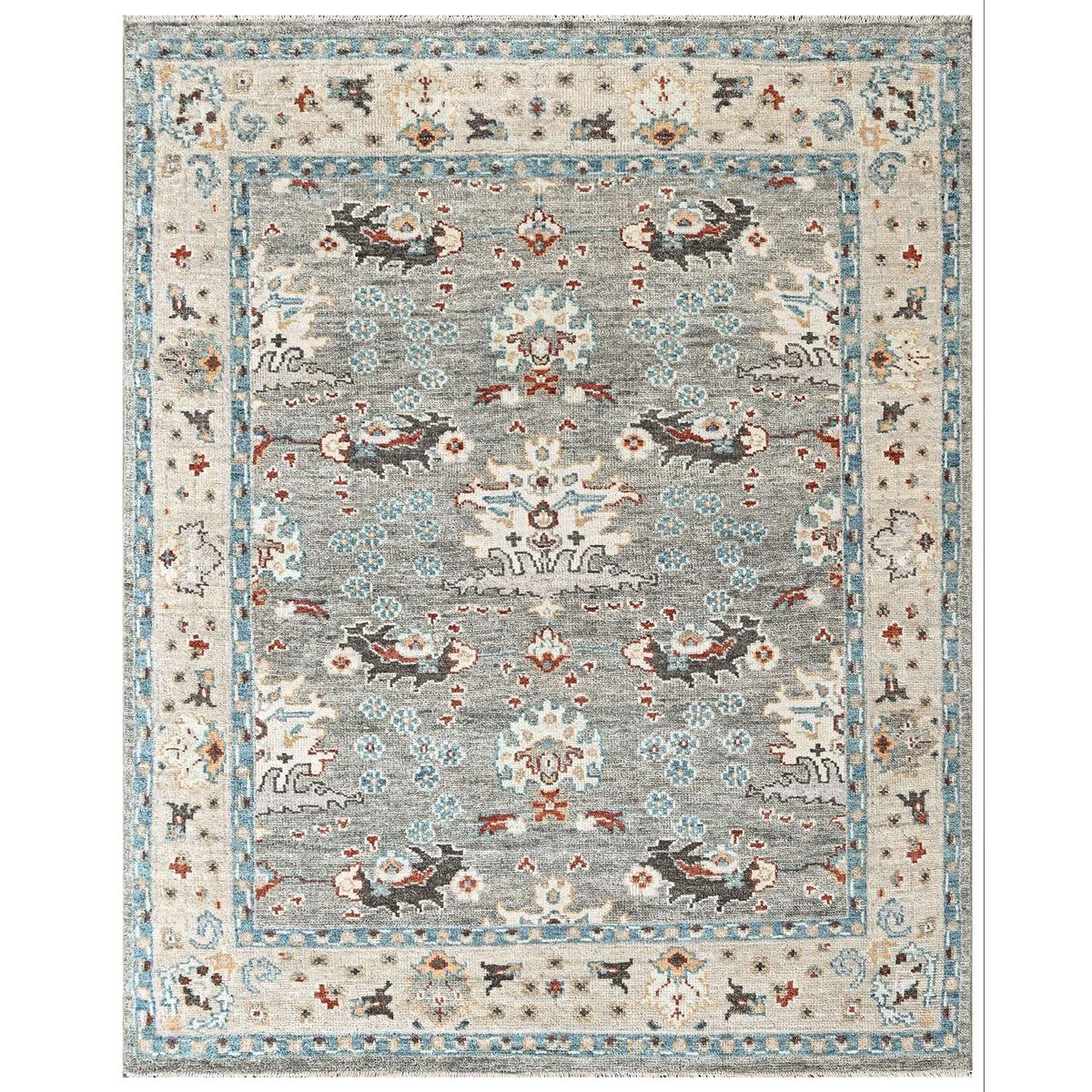 Gray 8x10 Oushak Transitional Hand Knotted Wool Oriental Area Rug