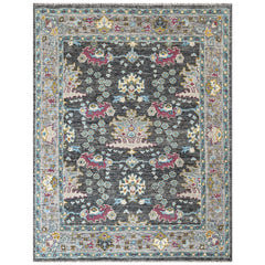Gray, Aqua 7'9''x9'10'' Oushak Arts and Crafts Hand Knotted Wool Oriental Area Rug