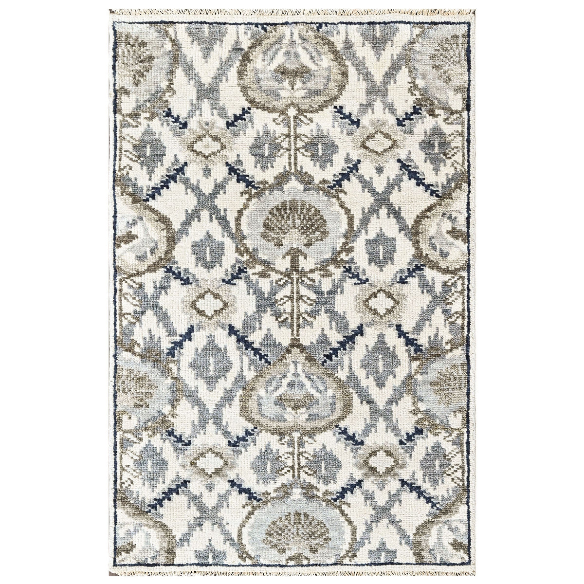 Ivory 3'6''x5'7'' Oushak Transitional Hand Knotted Wool Oriental Area Rug