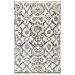 Ivory 3'6''x5'7'' Oushak Transitional Hand Knotted Wool Oriental Area Rug