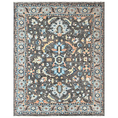 Gray 8x9'10'' Oushak Arts and Crafts Hand Knotted Wool Oriental Area Rug