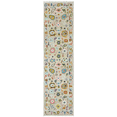 Beige 2'4''x8'11'' Oushak Transitional Hand Knotted Wool Oriental Area Rug