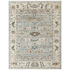 Slate, Beige 7'9''x9'11'' Oushak Transitional Hand Knotted Wool Oriental Area Rug