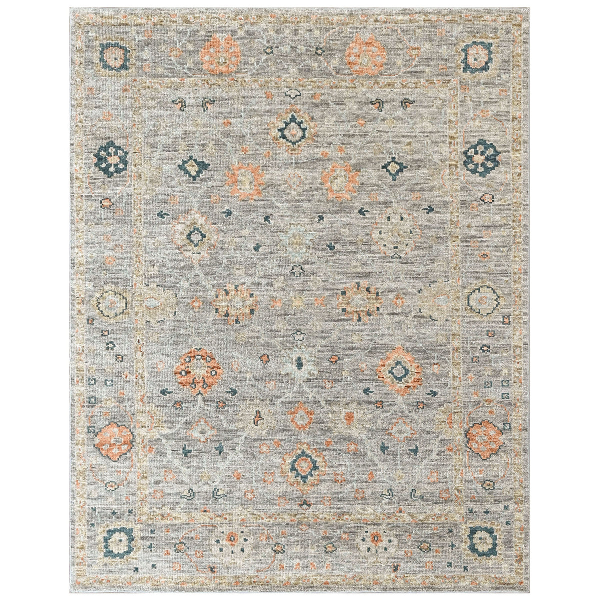 Slate 8'1''x9'9'' Oushak Transitional Hand Knotted Wool Oriental Area Rug